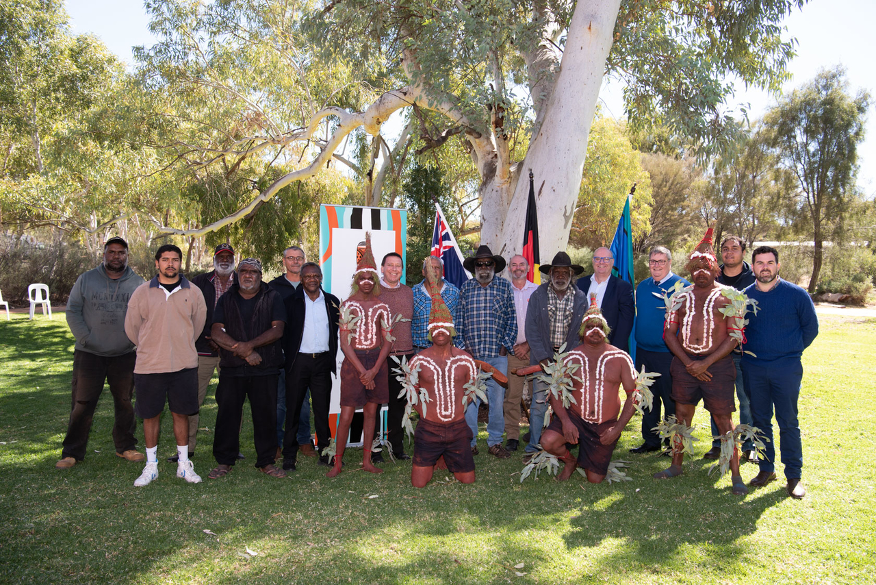 Group shot from Arrernte return of materials in Alice Springs