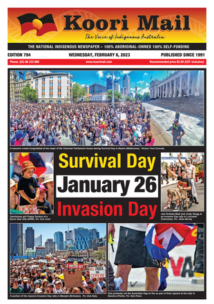The Koori Mail front cover Issue 794 images of Invasion Day protests across Australia