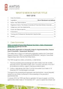 What's New in Native Title - May 2018 | AIATSIS corporate website